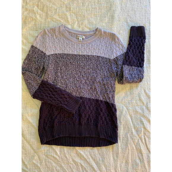 croft & barrow Sweaters - Croft & Barrow Purple Color Block Cable Knit Sweater Size Medium